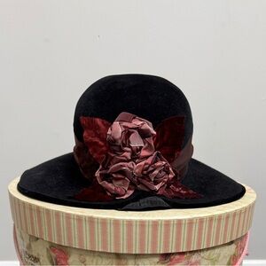 Elegant Black and Red Floral Women's Hat